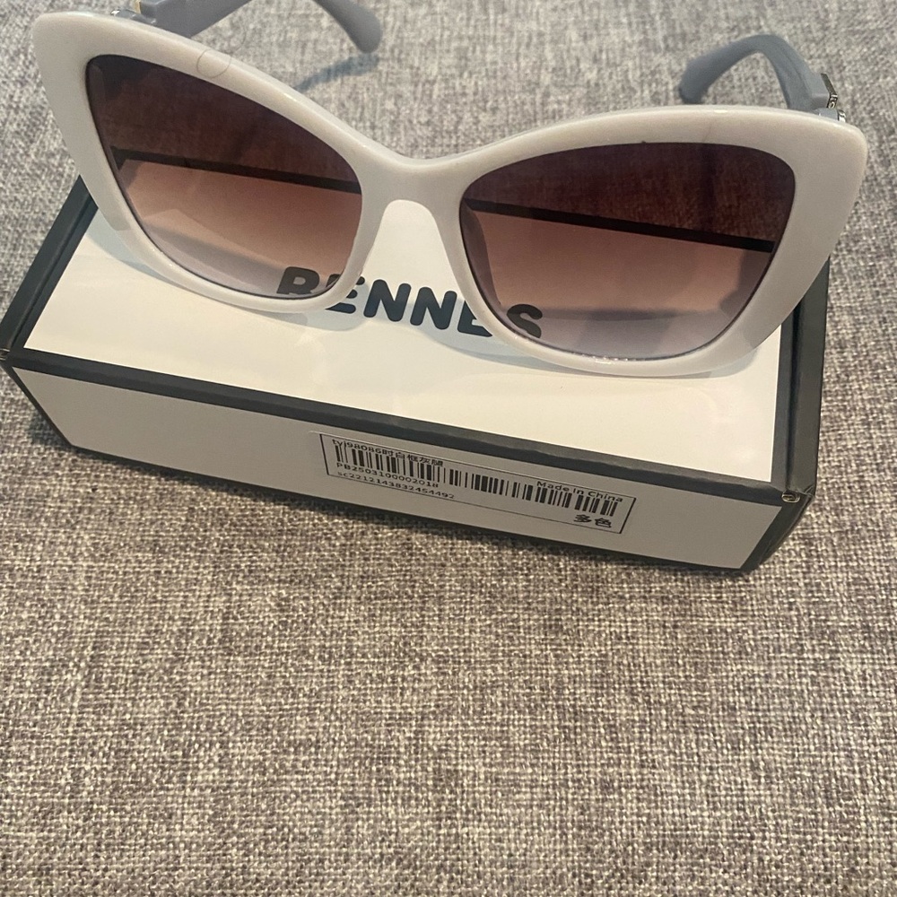 New in Box Stylish White Rennes Sunglasses
